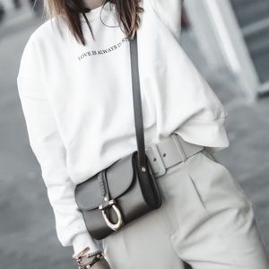 Zara | Tops | Zara White Crew Neck Sweatshirt Black Love Is Always In Style  Text Medium | Poshmark